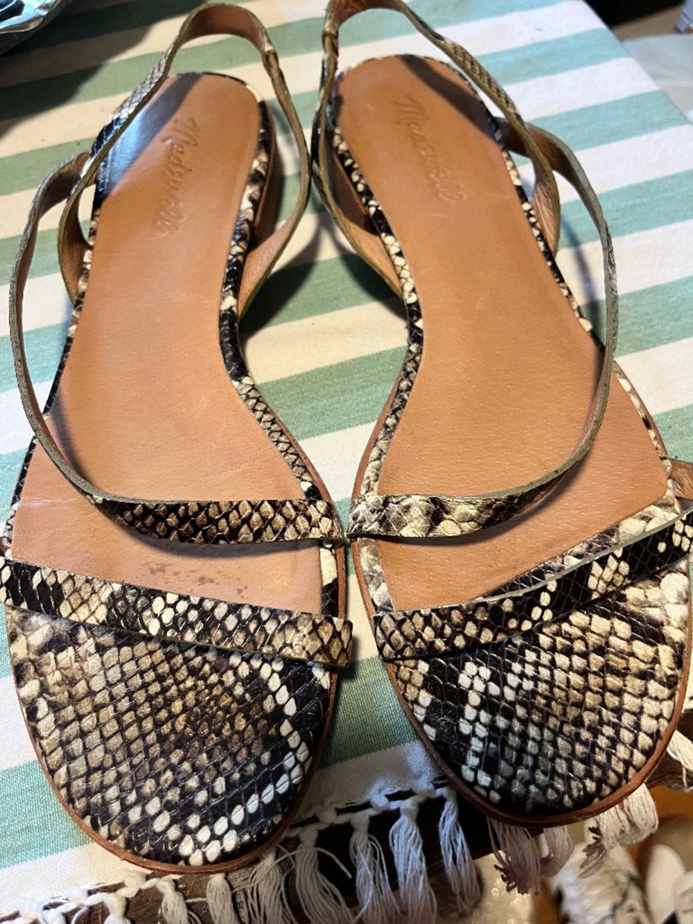 Womens size 8.5 Madewell snake print leather sandals